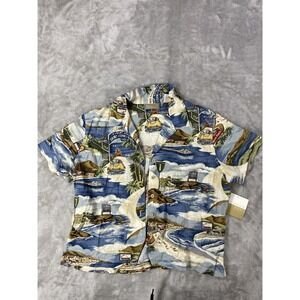 Liz Clairbone Women XL Shirt Floral Hawaiian Short Sleeve Golf Club Beach NEW